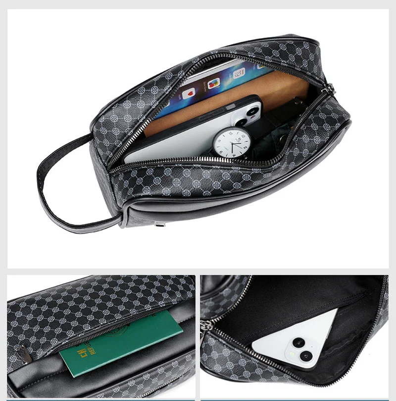 Guangzhou Fuliya Industry Co.,Ltd C-81211 Minimalist men's clutch bag, water-resistant and wear-resistant, multi-compartment storage, smooth zipper and comfortable handle - for daily use and commuting.