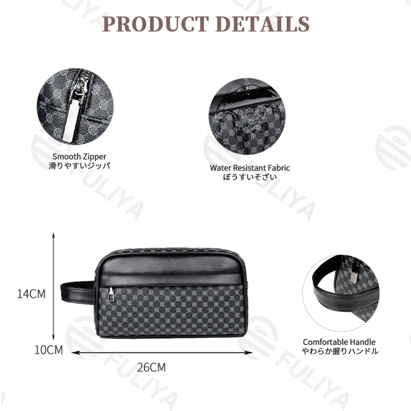 Guangzhou Fuliya Industry Co.,Ltd C-81211 Minimalist men's clutch bag, water-resistant and wear-resistant, multi-compartment storage, smooth zipper and comfortable handle - for daily use and commuting.
