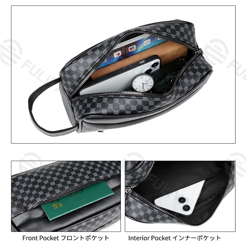 Guangzhou Fuliya Industry Co.,Ltd C-81211 Minimalist men's clutch bag, water-resistant and wear-resistant, multi-compartment storage, smooth zipper and comfortable handle - for daily use and commuting.