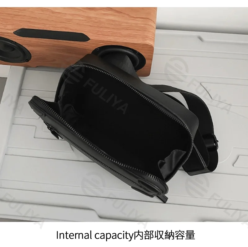 Guangzhou Fuliya Industry Co.,Ltd C-81213 Korean-style men's mini box bag, crossbody, smooth zipper, metal hardware, adjustable strap, and detachable pouch - for daily and casual use.
