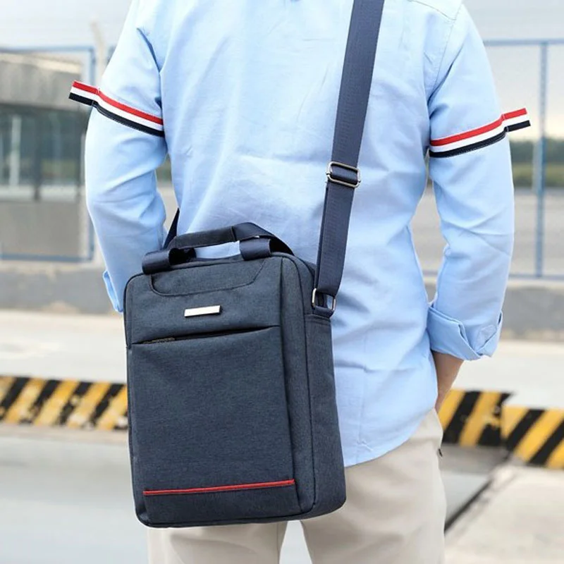 Guangzhou Fuliya Industry Co.,Ltd C-81214 Minimalist men's hand/crossbody bag, water-repellent and wear-resistant fabric, multi-layer large capacity, comfortable handle, soft shoulder strap, and metal hardware - for business commuting and daily use.
