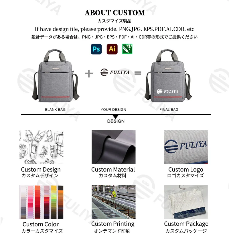 Guangzhou Fuliya Industry Co.,Ltd C-81214 Minimalist men's hand/crossbody bag, water-repellent and wear-resistant fabric, multi-layer large capacity, comfortable handle, soft shoulder strap, and metal hardware - for business commuting and daily use.