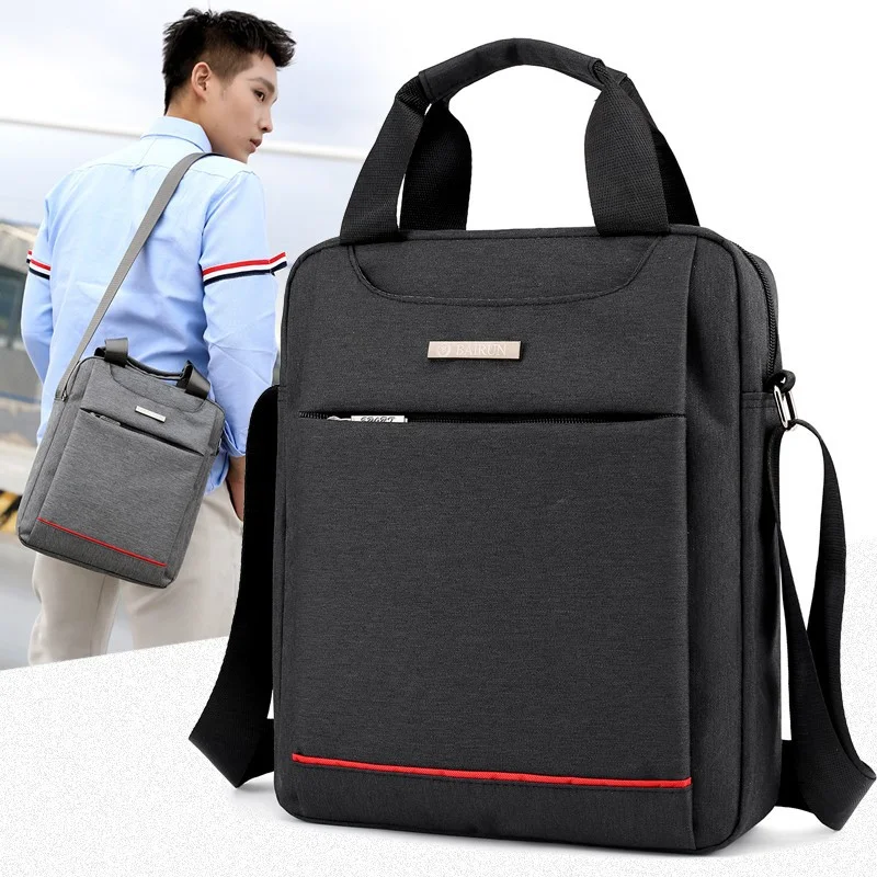 Guangzhou Fuliya Industry Co.,Ltd C-81214 Minimalist men's hand/crossbody bag, water-repellent and wear-resistant fabric, multi-layer large capacity, comfortable handle, soft shoulder strap, and metal hardware - for business commuting and daily use.