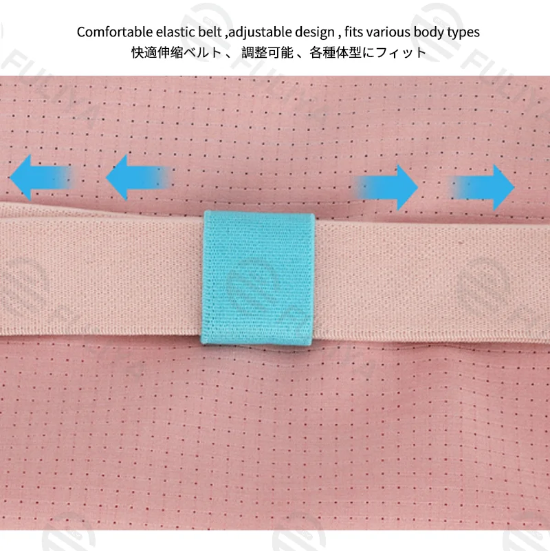 Guangzhou Fuliya Industry Co.,Ltd C-81215 Lightweight sports waist bag, adjustable elastic, water-resistant, multi-compartment, fits phone, reflective strip and race bib clips - for running, marathons, and fitness.