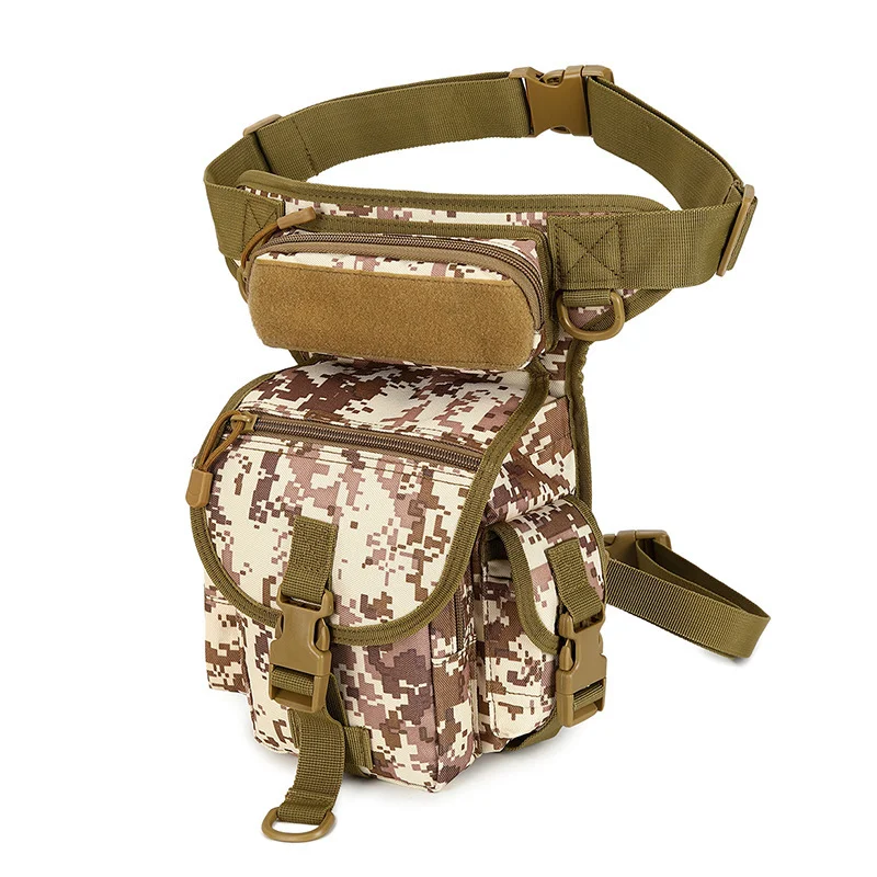 Guangzhou Fuliya Industry Co.,Ltd C-81217 Multi-functional tactical waist/thigh bag, water-resistant Oxford fabric, multi-compartment, waist or crossbody carry - for outdoor, sports, and cycling.