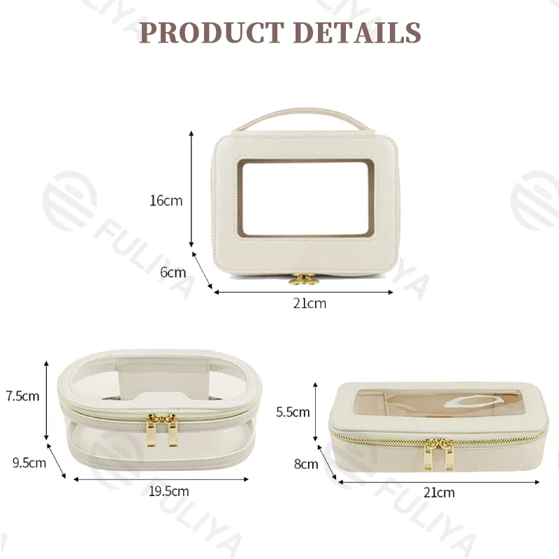 Guangzhou Fuliya Industry Co.,Ltd C-81219 PVC clear-window makeup bag, waterproof and easy to clean, multiple sizes, portable handle - for travel and daily storage.