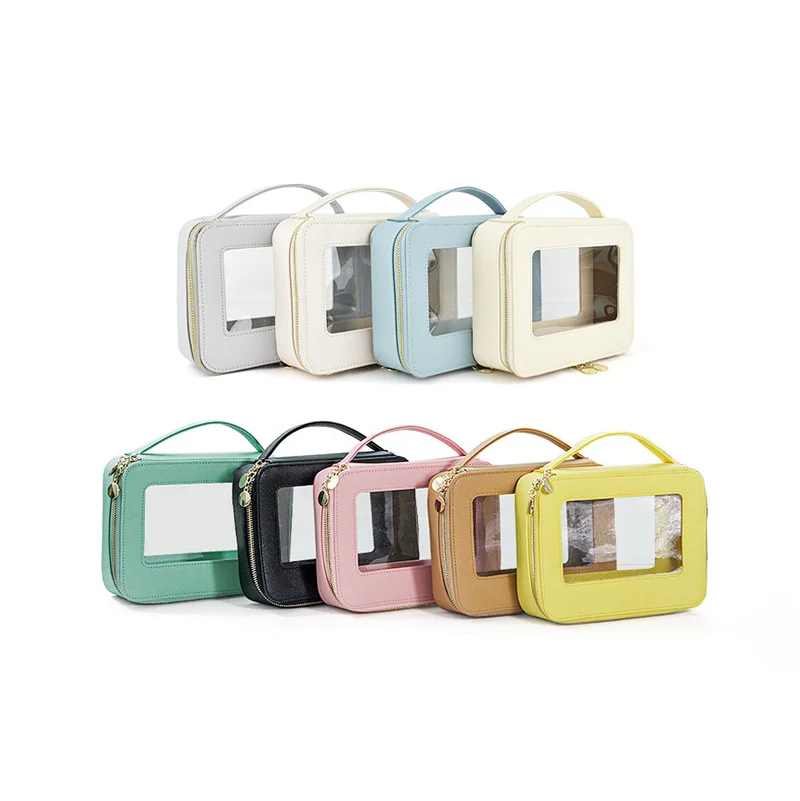 Guangzhou Fuliya Industry Co.,Ltd C-81219 PVC clear-window makeup bag, waterproof and easy to clean, multiple sizes, portable handle - for travel and daily storage.