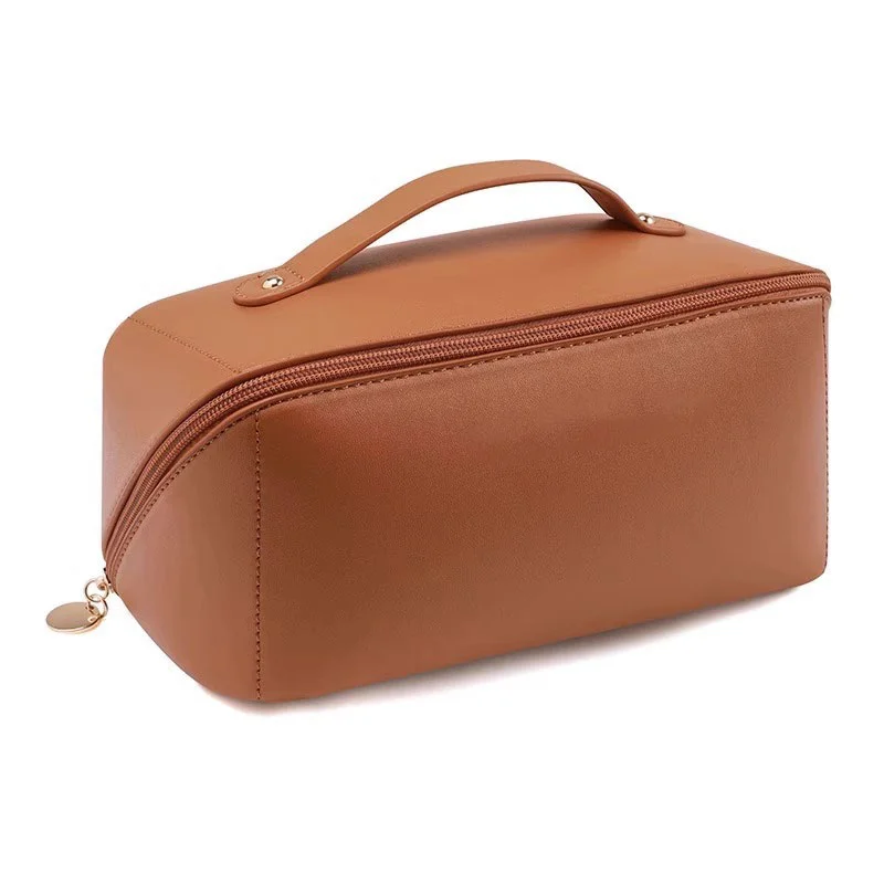 Guangzhou Fuliya Industry Co.,Ltd C-81221 PU leather makeup bag, water-resistant fabric, large capacity with compartments, reinforced handle and smooth zipper - portable for travel and daily use.