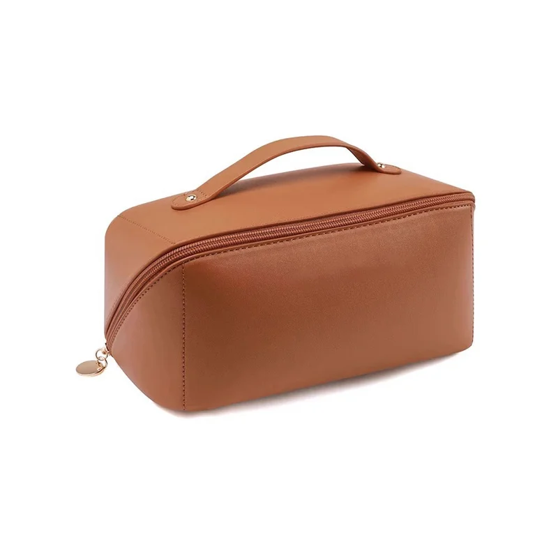 Guangzhou Fuliya Industry Co.,Ltd C-81221 PU leather makeup bag, water-resistant fabric, large capacity with compartments, reinforced handle and smooth zipper - portable for travel and daily use.
