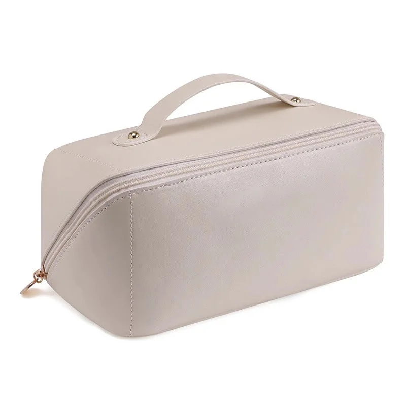 Guangzhou Fuliya Industry Co.,Ltd C-81221 PU leather makeup bag, water-resistant fabric, large capacity with compartments, reinforced handle and smooth zipper - portable for travel and daily use.
