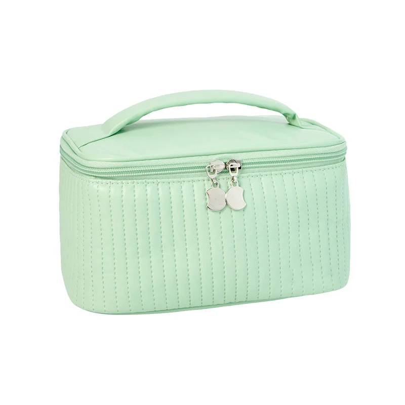 Guangzhou Fuliya Industry Co.,Ltd C-81223 PU leather large-capacity makeup bag, waterproof and easy to clean, wide opening, leather handle, brush holder, and smooth zipper - for travel and daily use.