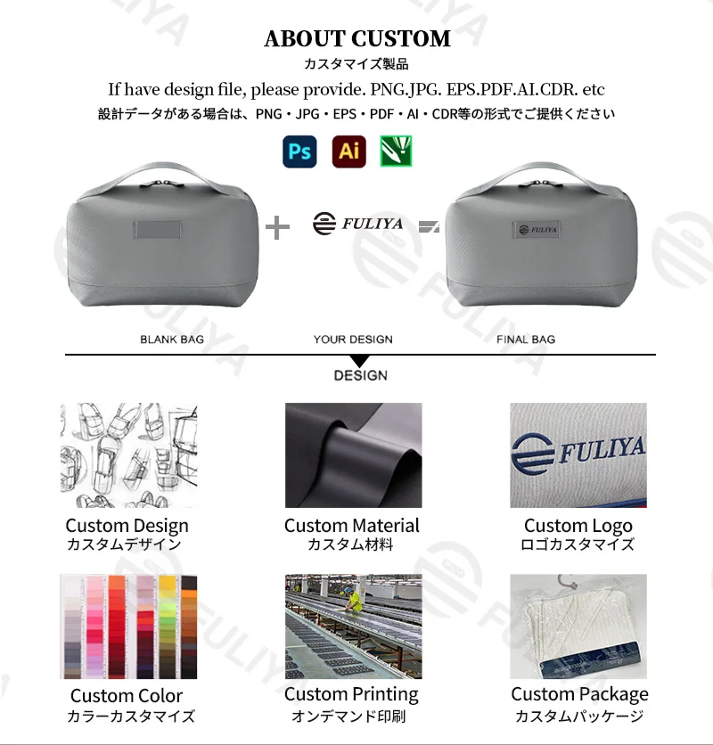 Guangzhou Fuliya Industry Co.,Ltd C-81225 Waterproof travel organizer pouch, large capacity with multi-compartments for cables, chargers, power banks, and accessories, comfortable handle, and smooth zipper - for travel and daily use.
