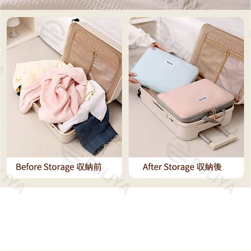 Guangzhou Fuliya Industry Co.,Ltd C-81226 Large-capacity compression organizer bag, lightweight, wrinkle-resistant and water-repellent, separates clean and dirty clothes, compresses up to 40% to save space, comfortable handle - for travel organization.