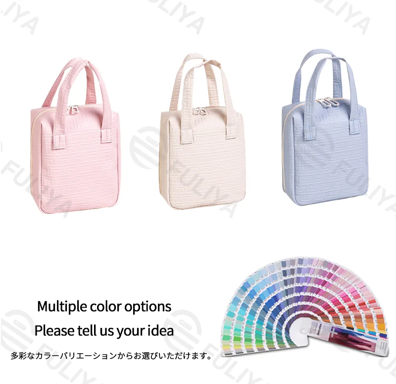Guangzhou Fuliya Industry Co.,Ltd C-81229 Large-capacity hand-carry makeup bag, PU waterproof material, multi-compartment storage, wide opening for easy access, comfortable handle, smooth zipper, multiple colors - for travel and daily use.