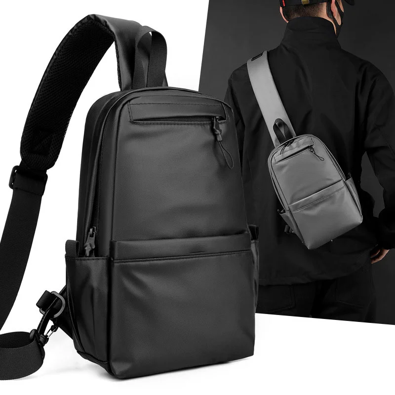 Guangzhou Fuliya Industry Co.,Ltd C-81230 Men's casual chest bag, water-resistant fabric, large capacity with multi-layer storage, anti-theft back pocket, detachable adjustable strap and breathable shoulder strap - for commuting, travel, and daily use.