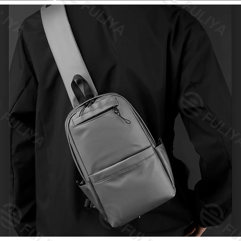 Guangzhou Fuliya Industry Co.,Ltd C-81230 Men's casual chest bag, water-resistant fabric, large capacity with multi-layer storage, anti-theft back pocket, detachable adjustable strap and breathable shoulder strap - for commuting, travel, and daily use.