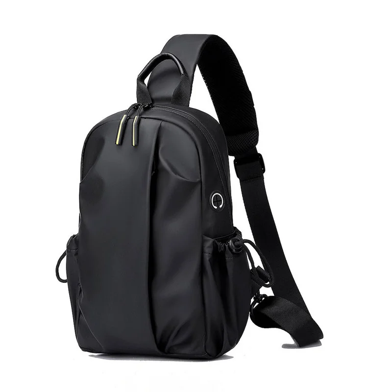 Guangzhou Fuliya Industry Co.,Ltd C-81231 Men's casual chest bag, water-resistant, multi-layer large capacity, anti-theft back pocket, side bottle pocket, and detachable strap - for commuting, outdoor, and travel.