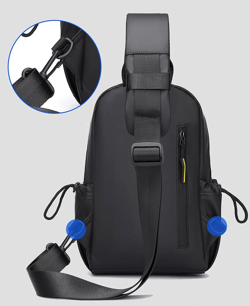 Guangzhou Fuliya Industry Co.,Ltd C-81231 Men's casual chest bag, water-resistant, multi-layer large capacity, anti-theft back pocket, side bottle pocket, and detachable strap - for commuting, outdoor, and travel.