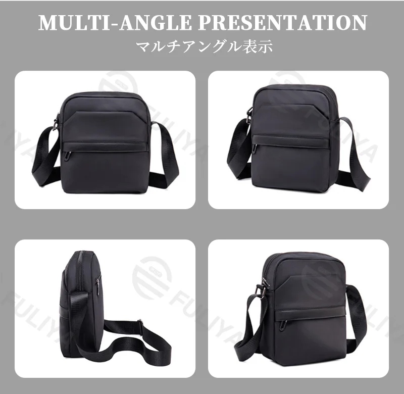 Guangzhou Fuliya Industry Co.,Ltd C-81234 Men's casual crossbody bag, water-resistant fabric, large capacity with multi-layer storage, front and inner zipper pockets - lightweight and versatile for commuting, travel, and daily use.
