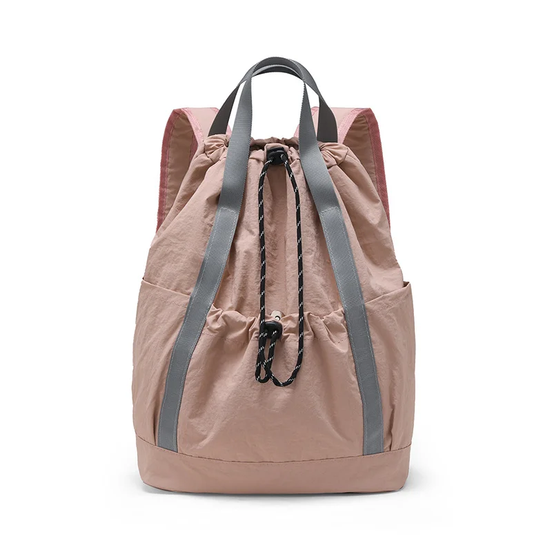 Guangzhou Fuliya Industry Co.,Ltd C-81238 Lightweight waterproof nylon drawstring backpack, large main compartment, magnetic front pocket, back zipper pocket, side pocket, adjustable straps, and comfortable handle - for cycling, gym, college, and sports.