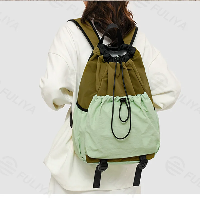 Guangzhou Fuliya Industry Co.,Ltd C-81239 Lightweight drawstring backpack, large capacity, laptop compartment, front and side pockets, breathable straps - for outdoor, travel, and sports
