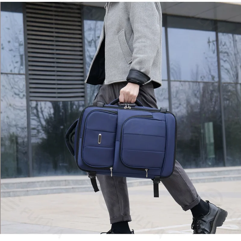 Guangzhou Fuliya Industry Co.,Ltd C-81243 Men's business commuter backpack, large capacity, combination lock, laptop compartment, 180° opening, luggage sleeve, and breathable back panel - for business trips and travel.