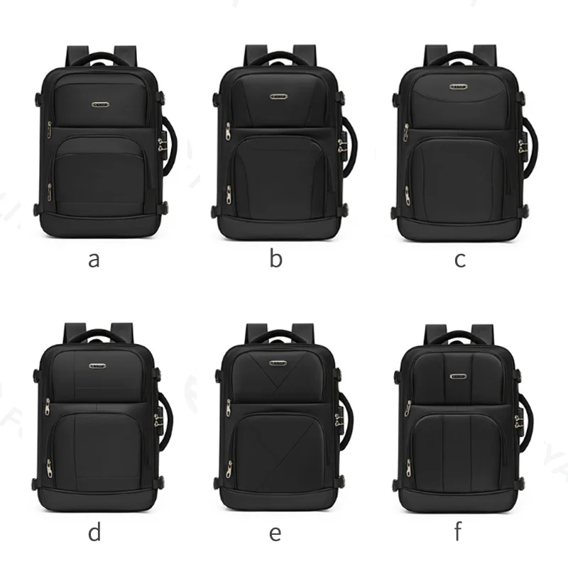 Guangzhou Fuliya Industry Co.,Ltd C-81243 Men's business commuter backpack, large capacity, combination lock, laptop compartment, 180° opening, luggage sleeve, and breathable back panel - for business trips and travel.