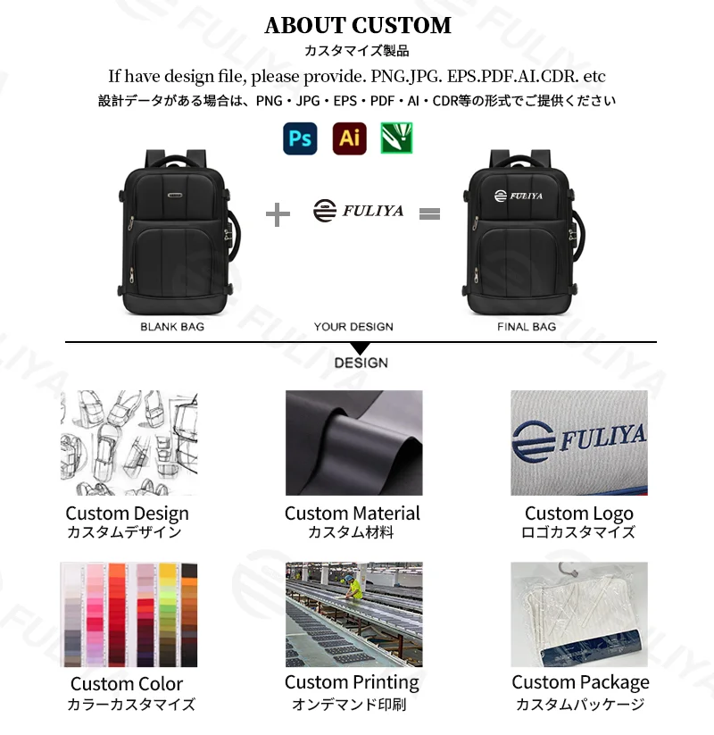 Guangzhou Fuliya Industry Co.,Ltd C-81243 Men's business commuter backpack, large capacity, combination lock, laptop compartment, 180° opening, luggage sleeve, and breathable back panel - for business trips and travel.