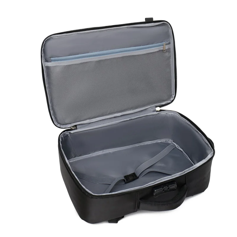 Guangzhou Fuliya Industry Co.,Ltd C-81243 Men's business commuter backpack, large capacity, combination lock, laptop compartment, 180° opening, luggage sleeve, and breathable back panel - for business trips and travel.