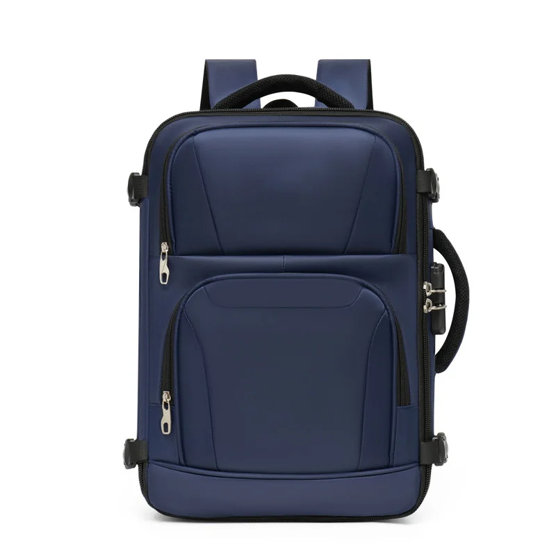 Guangzhou Fuliya Industry Co.,Ltd C-81243 Men's business commuter backpack, large capacity, combination lock, laptop compartment, 180° opening, luggage sleeve, and breathable back panel - for business trips and travel.