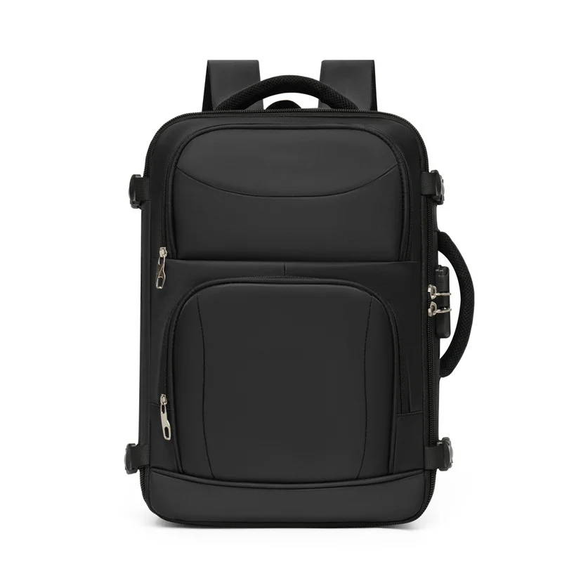Guangzhou Fuliya Industry Co.,Ltd C-81243 Men's business commuter backpack, large capacity, combination lock, laptop compartment, 180° opening, luggage sleeve, and breathable back panel - for business trips and travel.