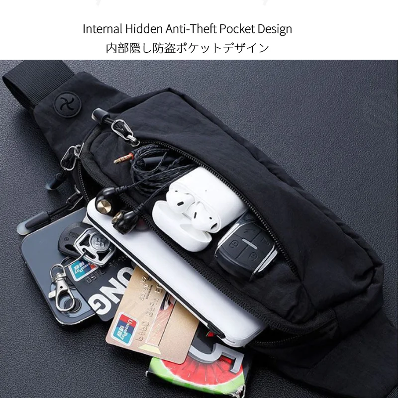 Guangzhou Fuliya Industry Co.,Ltd C-81244 Sporty waterproof waist bag, lightweight crossbody, hidden anti-theft pocket, headphone port, breathable back panel, smooth zipper, and reinforced buckle - for cycling, running, and outdoor.