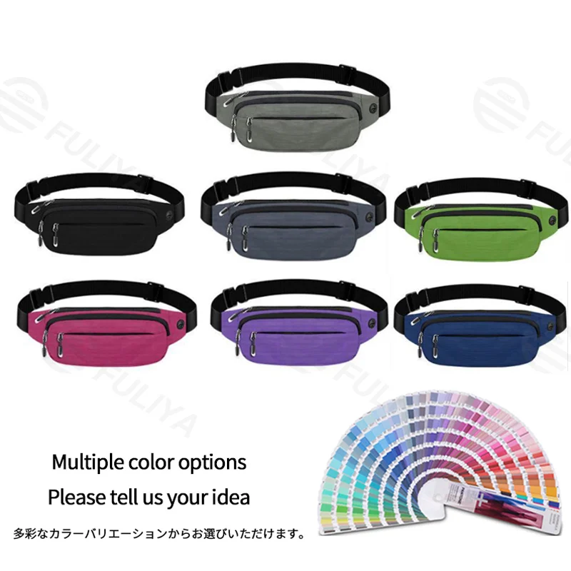 Guangzhou Fuliya Industry Co.,Ltd C-81244 Sporty waterproof waist bag, lightweight crossbody, hidden anti-theft pocket, headphone port, breathable back panel, smooth zipper, and reinforced buckle - for cycling, running, and outdoor.