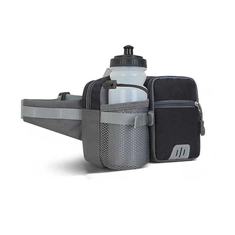 Guangzhou Fuliya Industry Co.,Ltd C-81245 Outdoor sports waist bag, water-repellent and large capacity, water bottle pocket, radio belt, reflective strips, and breathable back panel - for hiking, running, and fitness.