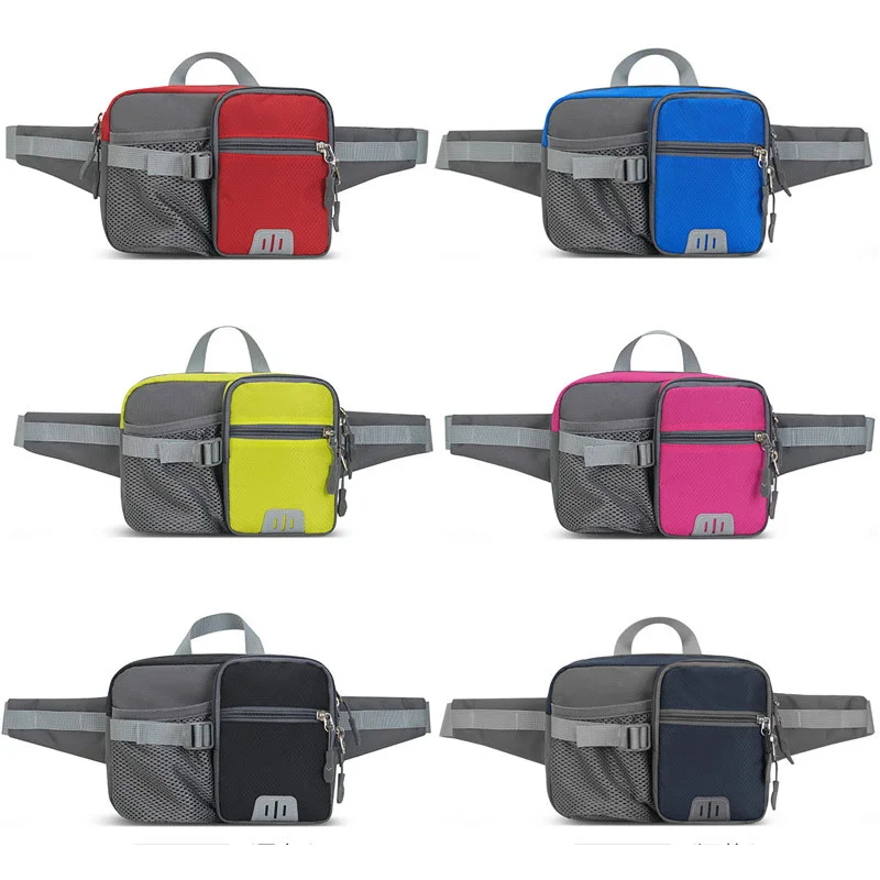 Guangzhou Fuliya Industry Co.,Ltd C-81245 Outdoor sports waist bag, water-repellent and large capacity, water bottle pocket, radio belt, reflective strips, and breathable back panel - for hiking, running, and fitness.