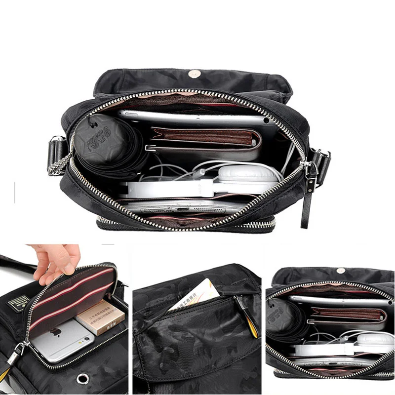 Guangzhou Fuliya Industry Co.,Ltd C-81248 Camouflage crossbody bag, water-resistant, large capacity with multi-layer storage, headphone port, front magnetic pocket, hidden zipper pocket, and adjustable buckle - for commuting, travel, and daily use.