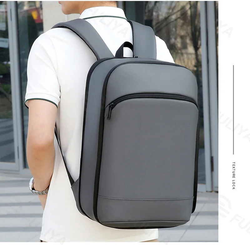 Guangzhou Fuliya Industry Co.,Ltd C-81251 Business commuter backpack, water-resistant and durable, expands 50%, laptop compartment, organizer pocket, breathable back panel, and luggage sleeve - for commuting, business trips, and travel.