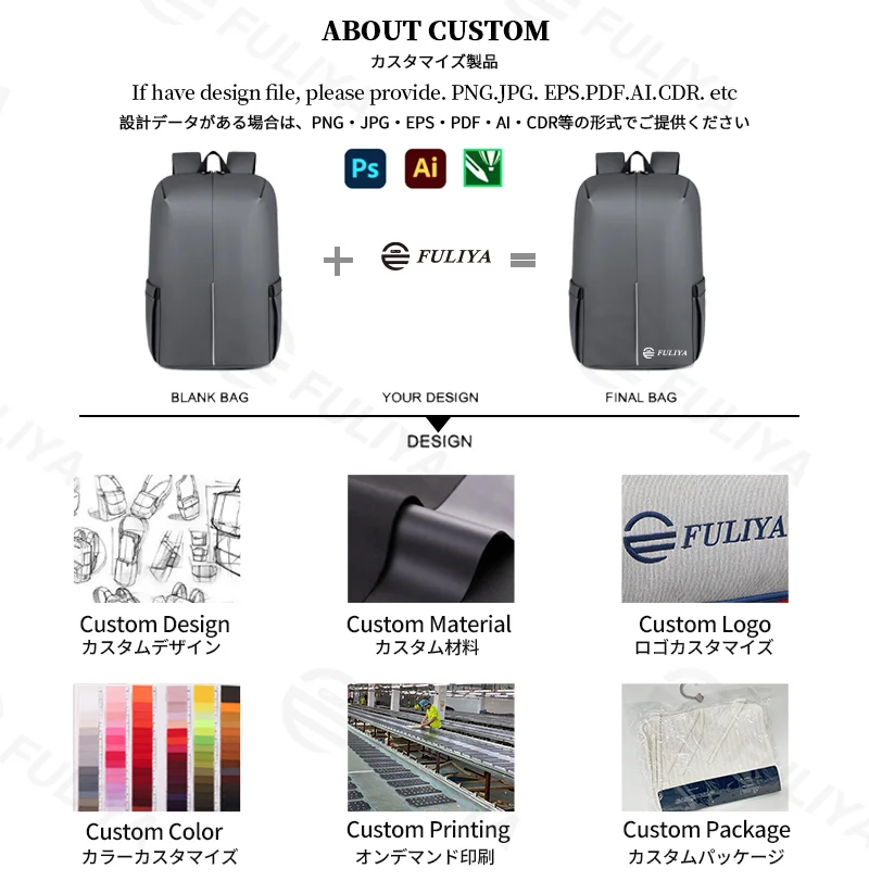 Guangzhou Fuliya Industry Co.,Ltd C-81252 Business large-capacity backpack, water-resistant and durable, laptop compartment, luggage sleeve, reflective strip, and honeycomb breathable back panel - for commuting, business trips, and travel.