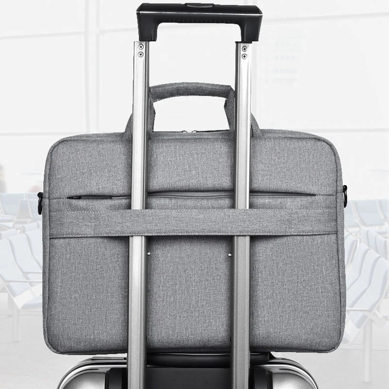 Guangzhou Fuliya Industry Co.,Ltd C-81255 Laptop handbag, water-resistant and scratch-resistant, fleece-lined shock absorption, front/back zipper pockets, trolley sleeve, and detachable shoulder strap - for commuting, business trips, and daily use.