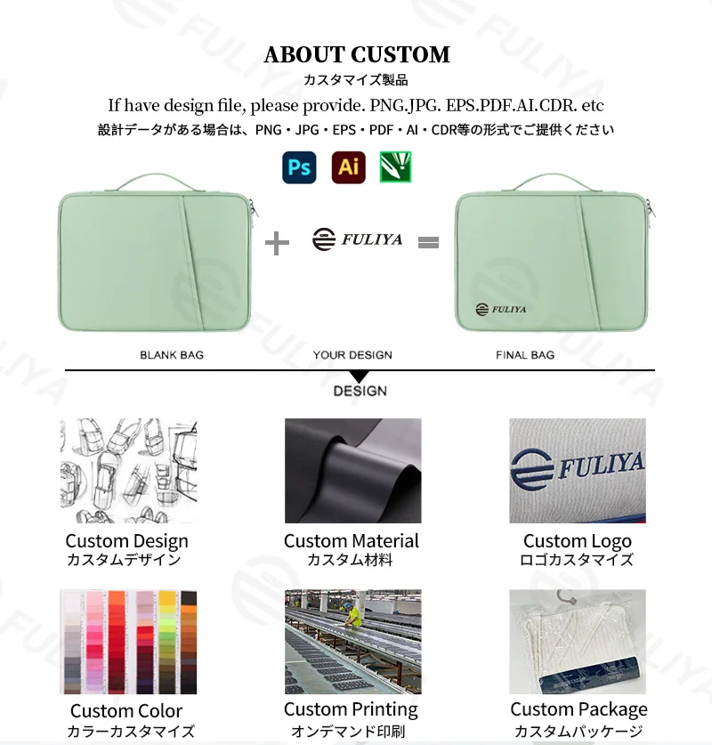Guangzhou Fuliya Industry Co.,Ltd C-81258 Tablet sleeve bag, 180° opening, water-resistant and wear-resistant, fleece lining with hook-and-loop, main compartment, mesh pocket, pen slot, and handle - for business, office, and travel.