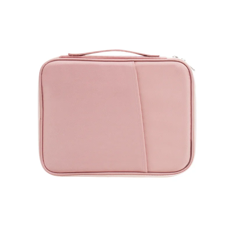 Guangzhou Fuliya Industry Co.,Ltd C-81258 Tablet sleeve bag, 180° opening, water-resistant and wear-resistant, fleece lining with hook-and-loop, main compartment, mesh pocket, pen slot, and handle - for business, office, and travel.