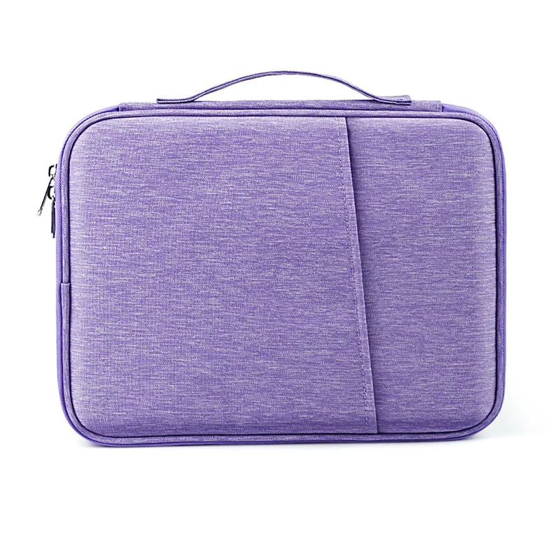 Guangzhou Fuliya Industry Co.,Ltd C-81258 Tablet sleeve bag, 180° opening, water-resistant and wear-resistant, fleece lining with hook-and-loop, main compartment, mesh pocket, pen slot, and handle - for business, office, and travel.