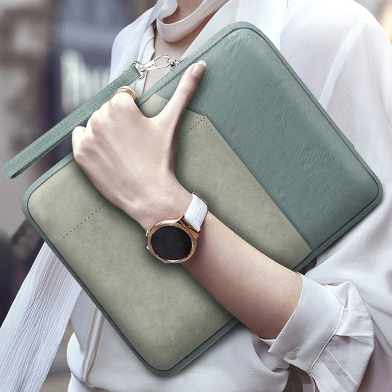 Guangzhou Fuliya Industry Co.,Ltd C-81259 Tablet sleeve, high-density polyester & PU material, water-resistant and scratch-resistant, all-around plush shock-absorbing lining, front pocket, and detachable carry handle - for iPad and daily use.