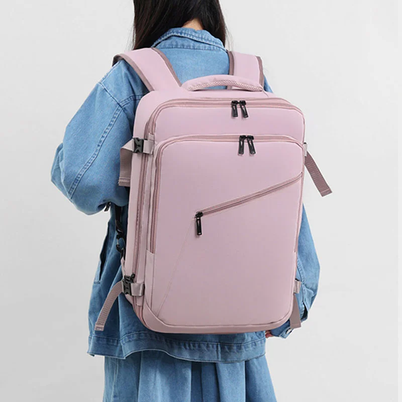 Guangzhou Fuliya Industry Co.,Ltd C-81264 Travel backpack, water-resistant, 180° full-open, expands 4cm, laptop compartment and luggage strap - for business trips, commuting, and weekend travel.