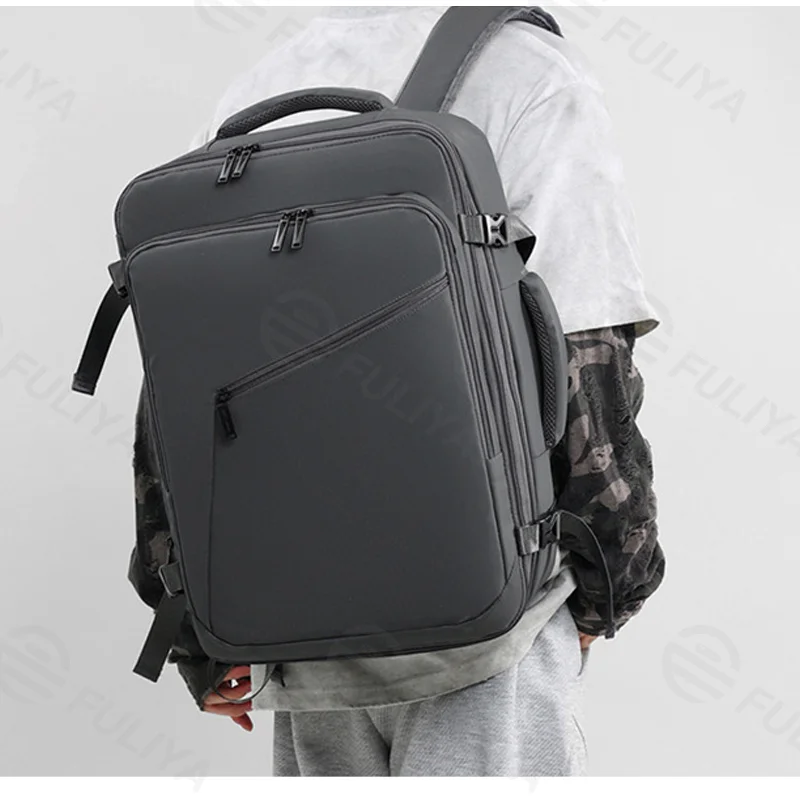 Guangzhou Fuliya Industry Co.,Ltd C-81264 Travel backpack, water-resistant, 180° full-open, expands 4cm, laptop compartment and luggage strap - for business trips, commuting, and weekend travel.