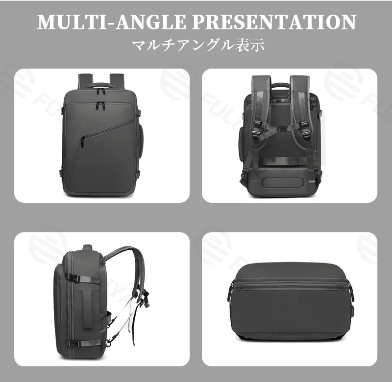 Guangzhou Fuliya Industry Co.,Ltd C-81264 Travel backpack, water-resistant, 180° full-open, expands 4cm, laptop compartment and luggage strap - for business trips, commuting, and weekend travel.