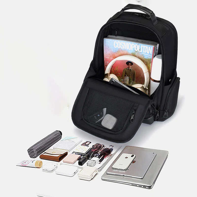 Guangzhou Fuliya Industry Co.,Ltd C-81266 Business commuter backpack, large capacity, laptop compartment, anti-theft back pocket, trolley sleeve, and breathable back panel - for commuting, business trips, and travel.