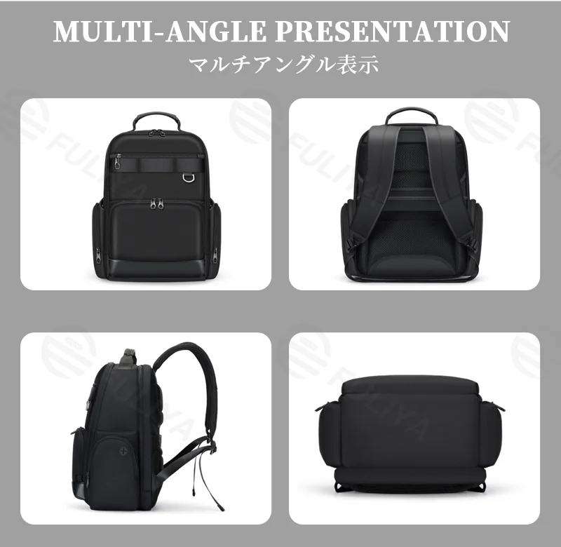Guangzhou Fuliya Industry Co.,Ltd C-81266 Business commuter backpack, large capacity, laptop compartment, anti-theft back pocket, trolley sleeve, and breathable back panel - for commuting, business trips, and travel.