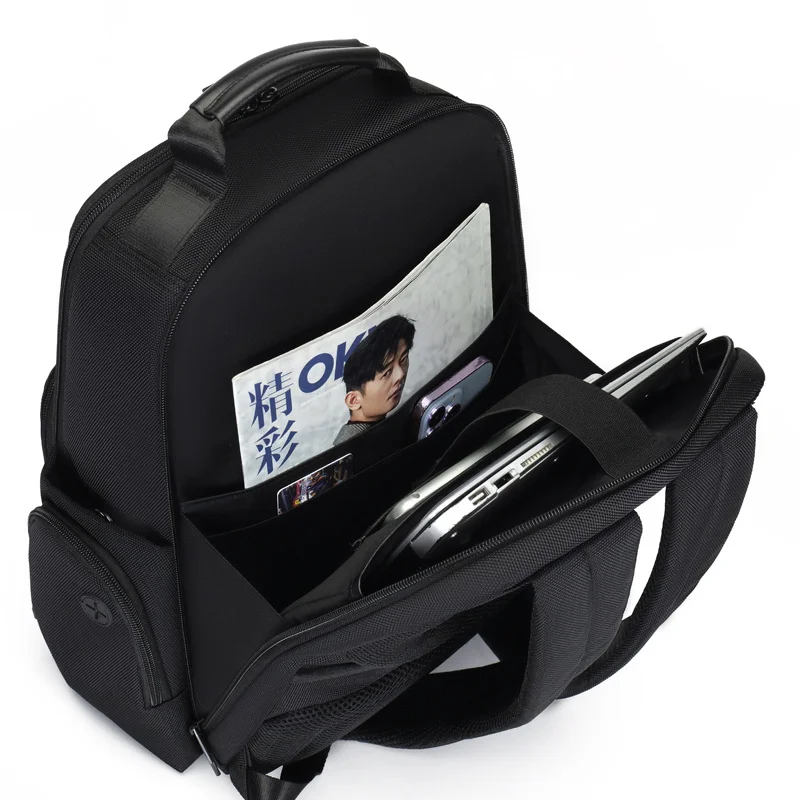 Guangzhou Fuliya Industry Co.,Ltd C-81266 Business commuter backpack, large capacity, laptop compartment, anti-theft back pocket, trolley sleeve, and breathable back panel - for commuting, business trips, and travel.