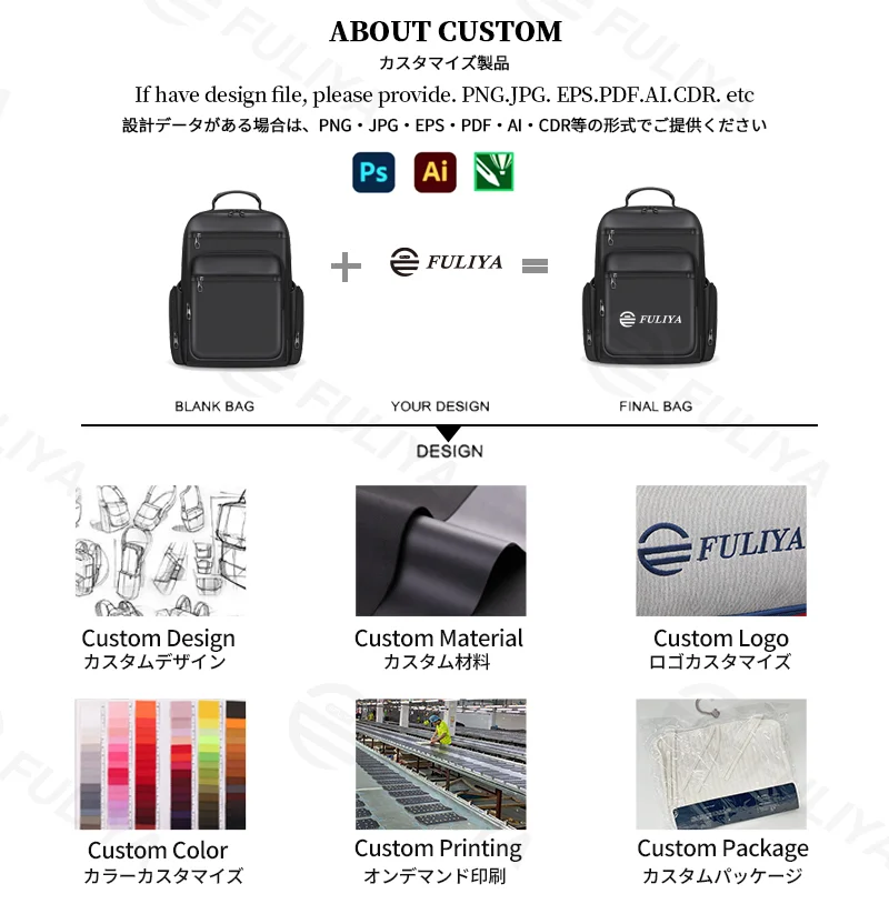 Guangzhou Fuliya Industry Co.,Ltd C-81267 Business commuter backpack, large capacity with compartments, laptop compartment, headphone jack, trolley sleeve, and breathable back panel - for commuting, business trips, and travel.